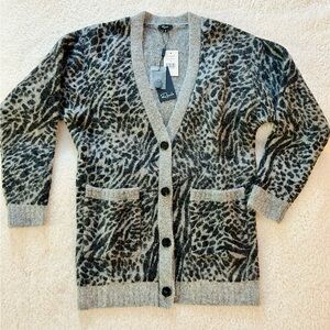Women’s Gray Leopard Print Cardigan Size XS
